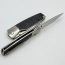 Custom Knife Factory Lex w/ Blue Carbon Fiber Inlaid Titanium Handles & Polished M398