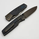 Custom Knife Factory Lex w/ Blue Carbon Fiber Inlaid DLC Titanium Handles & DLC M398