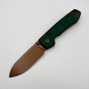Vosteed Raccoon Top Liner Lock Green Micarta w/ Copper Dune 14C28N A2907
