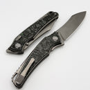 Hawk Designs Talon TechnoCarbo Green Overlay Brightwashed Titanium Handles & Brightwashed M390