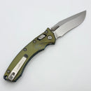 Microtech Amphibian Mini RAM LOK Stonewash Titanium Galactic Gold Fluted & Stonewash M390MK w/ Blue Accents 137MRL-10FLMS15
