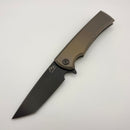 Chaves Knives Street Liberation Flipper Bronze Titanium Integral Handle & PVD Chisel Tanto M390 (Consignment)