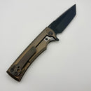 Chaves Knives Street Liberation Flipper Bronze Titanium Integral Handle & PVD Chisel Tanto M390 (Consignment)