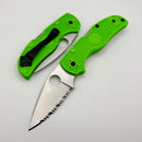 Discontinued Spyderco Native 5 Salt Green Handles & Serrated LC200N C41SGR5
