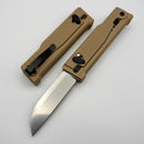 Reate EXO-Performance Gravity Knife Tan Diamond Pattern Handle w/ Stonewashed Nitro-V & Satin Saw Blade