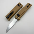 Reate EXO-Performance Gravity Knife Tan Diamond Pattern Handle w/ Stonewashed Nitro-V & Satin Saw Blade