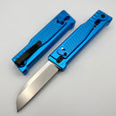 Reate EXO-Performance Gravity Knife Blue Diamond Pattern Handle w/ Stonewashed Nitro-V & Satin Saw Blade
