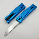 Reate EXO-Performance Gravity Knife Blue Diamond Pattern Handle w/ Stonewashed Nitro-V & Satin Saw Blade