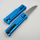 Reate EXO-Performance Gravity Knife Blue Diamond Pattern Handle w/ Stonewashed Nitro-V & Satin Saw Blade