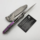 Marfione Select Microtech Socom Ram-Lok Titanium Slab Side Handles w/ Purple Accents & Spear Point Stonewash Serrated M390MK 160RLS-11SMS4