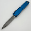 Microtech Ultratech Gen IV D/E Apocalyptic Double Full Serrated w/ Blue Handle 11224-D12APBL