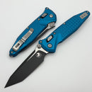 Microtech Socom Ram-Lok w/ Blue Aluminum Frag Handles & Black T/E M390MK 161RL-1FRBL