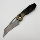 Kansept Knives QTRO Bronze Titanium & Twill Carbon FIber w/ Damascus K1118VH2