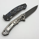 Zero Tolerance Blue/White Carbon Fiber & Titanium Handles w/ 3.25" Vegas Forge Damascus 0450MMC