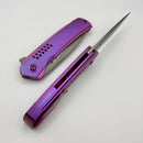 Kansept Knives Tracer Purple Anodized Titanium Handle w/ Rose Pattern Damascus K1115A3