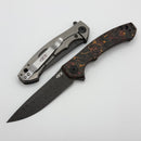 Zero Tolerance Orange/Red Carbon Fiber & Titanium Handles w/ 3.25" Vegas Forge Damascus 0450CFDAMS