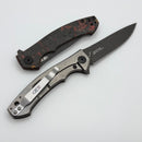 Zero Tolerance Orange/Red Carbon Fiber & Titanium Handles w/ 3.25" Vegas Forge Damascus 0450CFDAMS