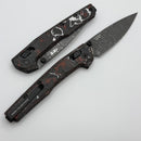 Zero Tolerance Red/White Carbon Fiber Handles w/ 3.3" Vegas Forge Damascus 0117VFDAM