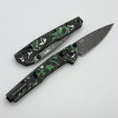 Zero Tolerance Green/White Carbon Fiber Handles w/ 3.3" Vegas Forge Damascus 0117VFWG