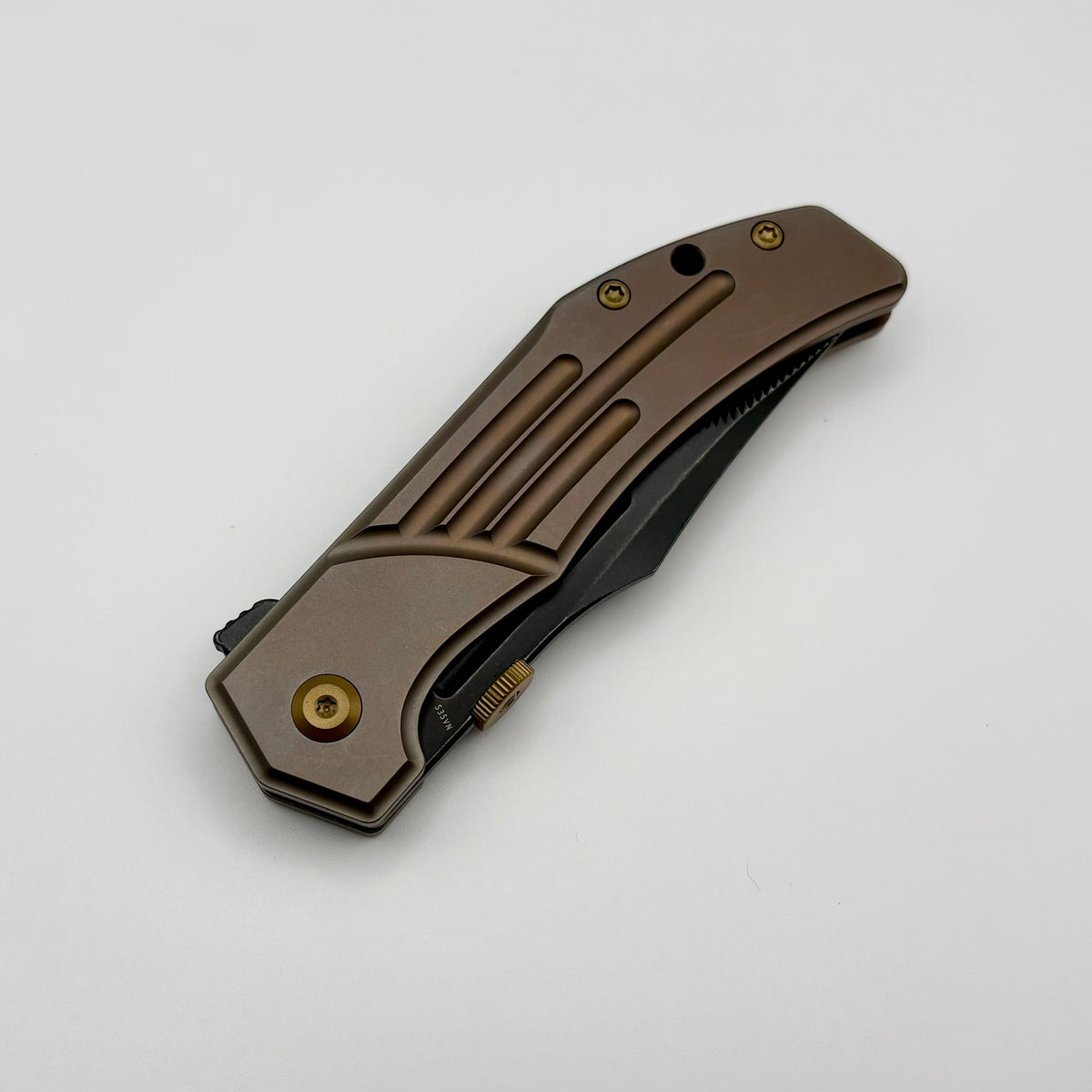 Kansept Knives Orion Bronze Anodized Titanium w/ Milled Blackwash S35V