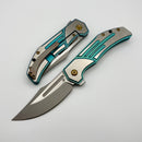 Kansept Knives Orion Green Anodized & Machined Titanium Handles w/ Milled S35VN K1089B4
