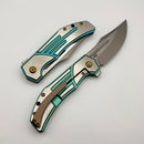 Kansept Knives Orion Green Anodized & Machined Titanium Handles w/ Milled S35VN K1089B4