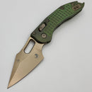 Pre-Owned Microtech Marfione Select Manual Stitch RAM LOK Antique Green Frag Titanium Handles & Bronze M390MK 169RL-13FRMS1