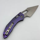Pre-Owned Microtech Marfione Select Manual Stitch RAM LOK Purple Haze Titanium Handles & Stonewash M390MK w/ Double Vapor Blast/Blue Accents 169RL-10MS5