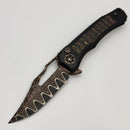 Pre-Owned Heretic Knives Custom Wraith V4 Manual w/ Snakeskin Carbon Fiber Inlays & Hand Ground Vegas Forge Damascus Bowie
