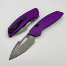 Kansept Knives Link Milled Purple Aluminum Handle w/ Damascus T1068H2