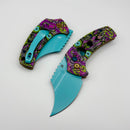 Kansept Knives Wasp Jade G-10 Purple Undead Handle w/ Light Blue 154CM T2144F5