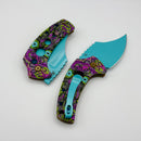 Kansept Knives Wasp Jade G-10 Purple Undead Handle w/ Light Blue 154CM T2144F5