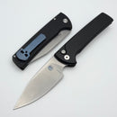 Pro-Tech Chaves Knives Scapegoat Full Size Auto Black Aluminum Handles w/ Black Lip Pearl Button & Stonewash MagnaCut