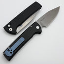 Pro-Tech Chaves Knives Scapegoat Full Size Auto Black Aluminum Handles w/ Black Lip Pearl Button & Stonewash MagnaCut
