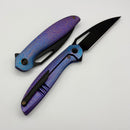 We Knife Tiercel Blue/Purple Titanium Handles w/ 3.2" Black Stonewash MagnaCut WE26021-3