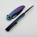 We Knife Tiercel Blue/Purple Titanium Handles w/ 3.2" Black Stonewash MagnaCut WE26021-3