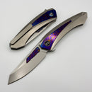 We Knife Suisei Polished Bead Blasted Timascus Inlaid Titanium Handles w/ 3.28" Polished Bread Blasted M390 WE25086-4
