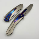 We Knife Suisei Polished Bead Blasted Timascus Inlaid Titanium Handles w/ 3.28" Polished Bread Blasted M390 WE25086-4