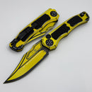 Heretic Knives Wraith Auto V4 Cel Shade Yellow w/ Bowie MagnaCut H002-CS-YW