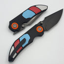 Poikilo Blade Christensen Knifeworks Casque Titanium Handles w/ Speed Racer Theme Accents & Pearlescent Stonewash DLC M398