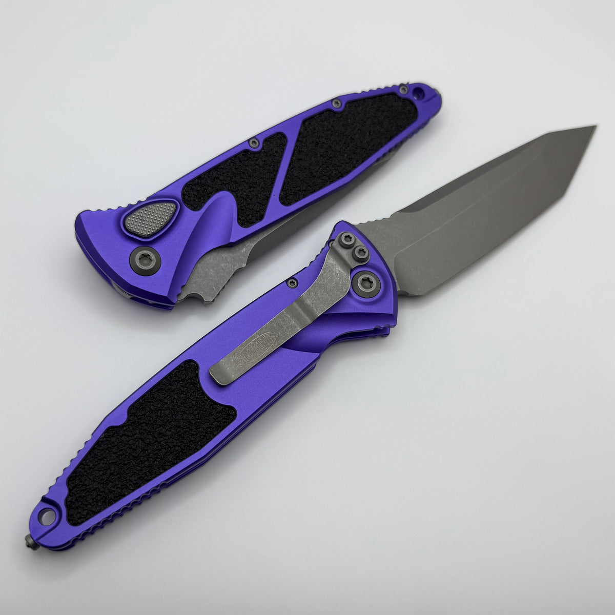 Microtech Socom Elite Auto Purple Handles w/ Tanto Apocalyptic 161A-10