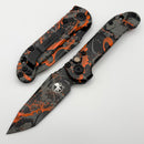 Microtech Knives LUDT Gen III Smooth Handle Black Bull Shark Gray/Orange w/ Orange Splatter M390MK 1136S-1BGBK-ORSPLS