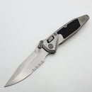 Pre-Owned Marfione Select Microtech Socom Ram-Lok Titanium Textured Inlaid Handles w/ Blue Accents & Spear Point Stonewash Serrated M390MK 160RL-11SMS3