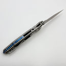 Pre-Owned Marfione Select Microtech Socom Ram-Lok Titanium Textured Inlaid Handles w/ Blue Accents & Spear Point Stonewash Serrated M390MK 160RL-11SMS3
