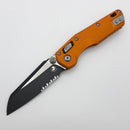 Microtech MSI RAM LOK Mini Orange Fluted Aluminum Handles w/ Black Part Serrated M390MK 210M-2FLOR