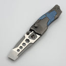 Poikilo Blade Task Knives Ark Titanium w/ Blue Crystal Titanium Inlays Handles & Pearlescent Stonewash M390 Utility Pry
