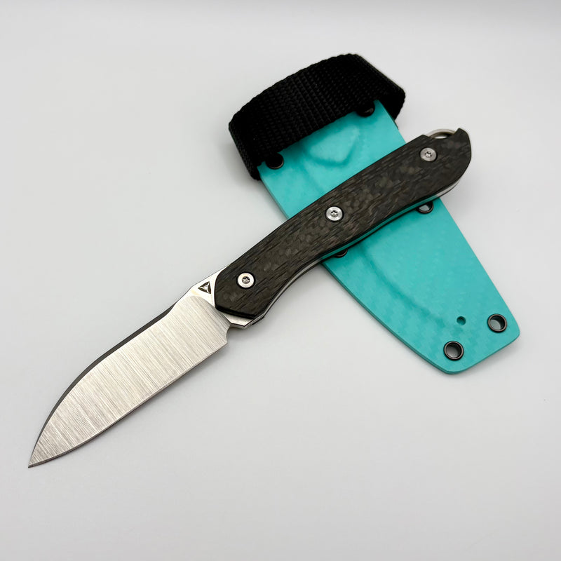 Tuya Knife Haze Fixed Blade Carbon Fiber w/ 3V Britney Blue Sheath