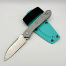 Tuya Knife Haze Fixed Blade Silver Carbon Fiber w/ 3V & Britney Blue Sheath
