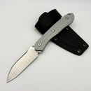 Tuya Knife Haze Fixed Blade Silver Carbon Fiber w/ 3V & Black Sheath