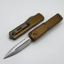 Microtech UTX-85 Gen III w/ Tan Handle & Stonewash D/E Full Serrated M390MK 1232-12TA